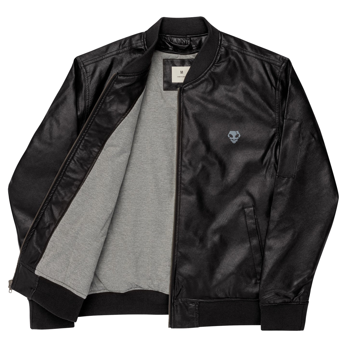 Embraided Skull Bleach-Inspired Leather Bomber Jacket - Anime Merch Shop