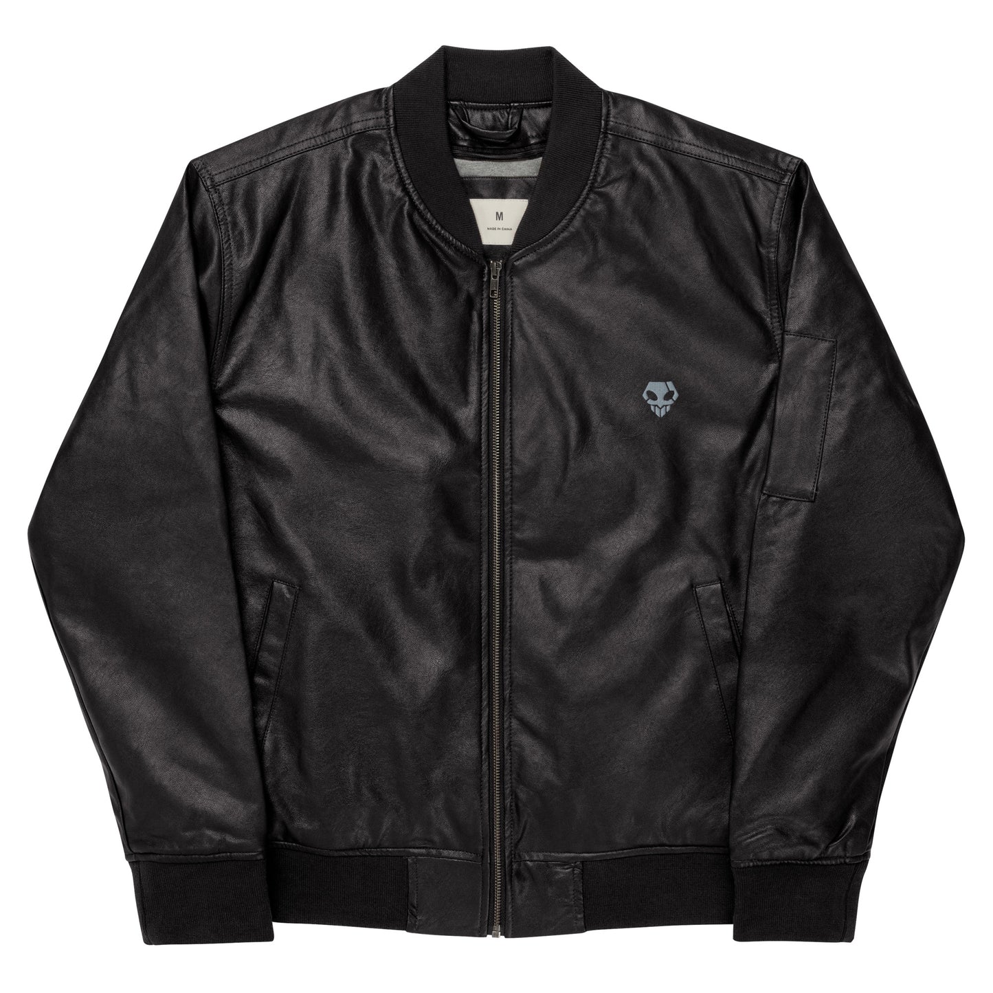 Embraided Skull Bleach-Inspired Leather Bomber Jacket - Anime Merch Shop
