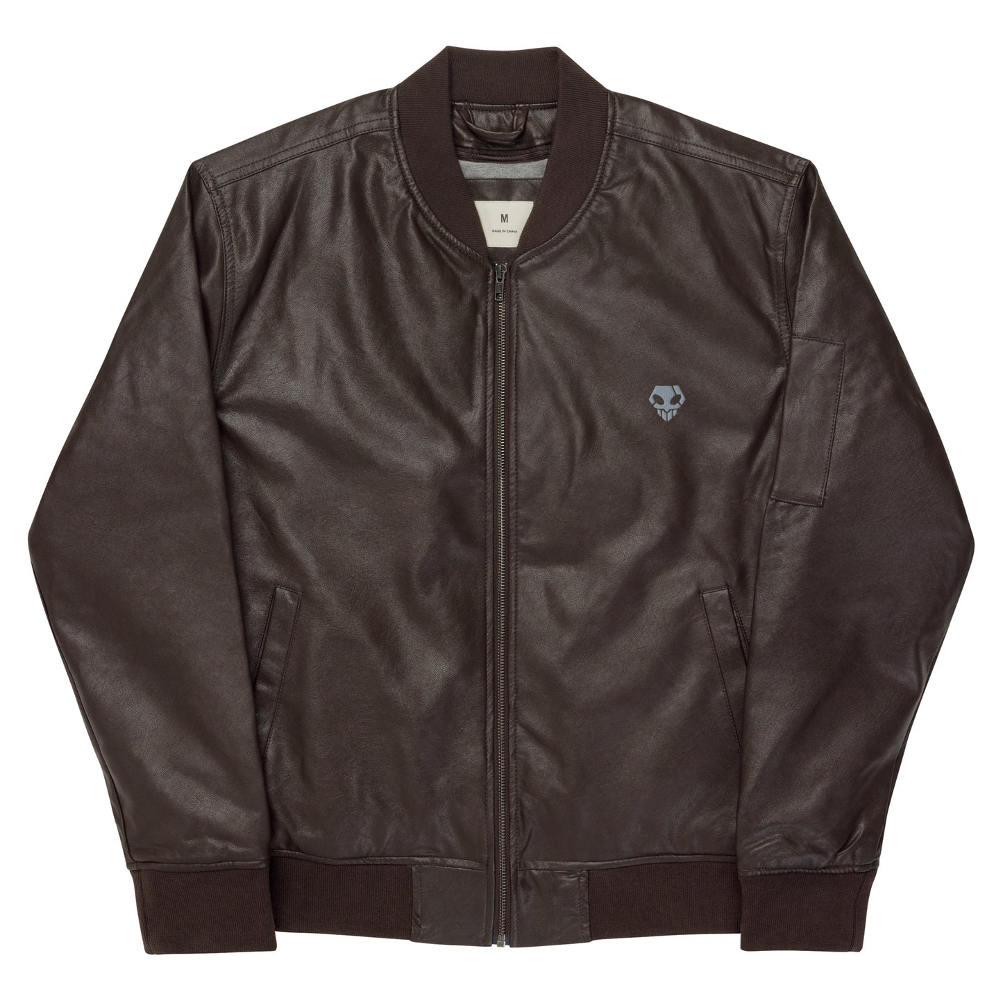 Embraided Skull Bleach-Inspired Leather Bomber Jacket - Anime Merch Shop